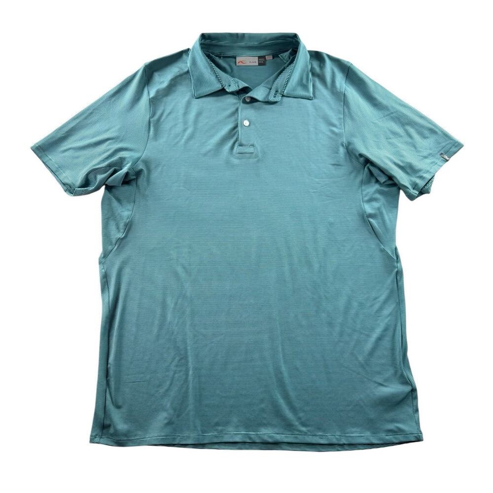 Kjus Soren Golf Polo Shirt XL Blue Striped Short Sleeve Top Stretch Performance